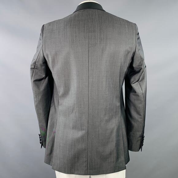TED BAKER Size 42 Long Grey Black Wool Mohair Shawl Collar Sport Coat - Picture 4 of 11